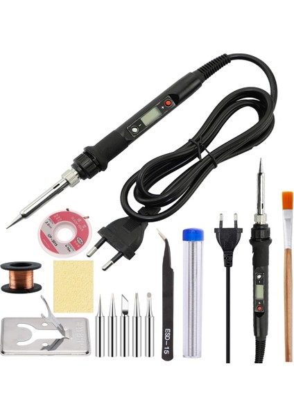 Set-8 Stili 220V Ab Fişi 80W Elektrikli Havya Seti Seti Dijital Sıcaklık Ayarlanabilir Kaynak Aracı Lehim Teneke Demir Ipuçları ile Tamir Araçları (Yurt Dışından) fiyatları