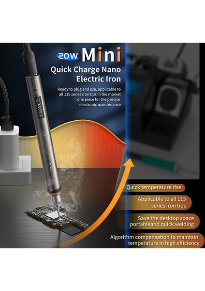 115-I Stili Qianli Mega-Idea 20W USB Havya Hızlı Isıtma Elektrikli Lehimleme Kaynak Rework Statioeries Demir Ipuçları (Yurt Dışından) fırsatları
