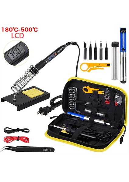 Kırmızı Stil 80W 110V Jcd 80W Elektrikli Havya Kiti Sıcaklığı Ayarlanabilir 220V 110V Lehim Pastası Sökme Pompası Kaynak Alet Takımı LCD Ekran (Yurt Dışından)