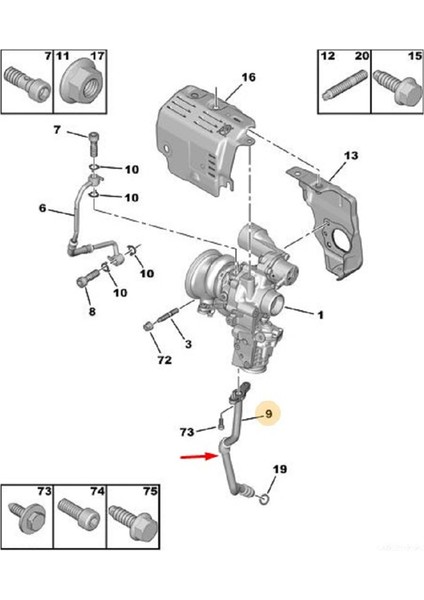 Psa 9832926080 Turbo Yağ Besleme Hortumu