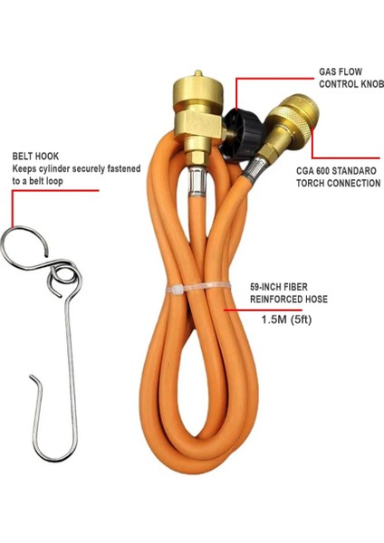 Torç Uzatma Kiti Için Gaz Lehimli Kaynak Torç Hortumu Cga (5 Ft) Hortum ve Kemer Kancası (Yurt Dışından)