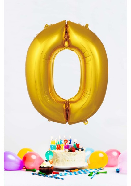 Gold Rakam Folyo Balon Gold Sayı Balonlar 16 Inç 40 cm