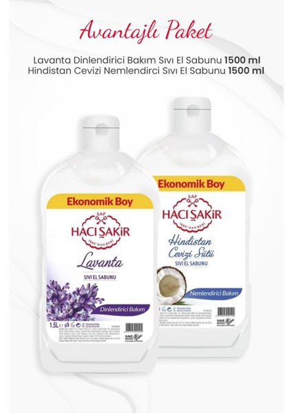Lavanta 1500 ml ve Hindistan Cevizi Sıvı El Sabunu 1500 ml