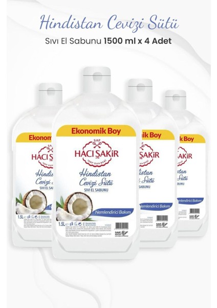 Hindistan Cevizi Nemlendirci Sıvı El Sabunu 1500 ml x 4 Adet