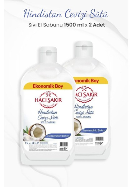 Hindistan Cevizi Nemlendirci Sıvı El Sabunu 1500 ml x 2 Adet