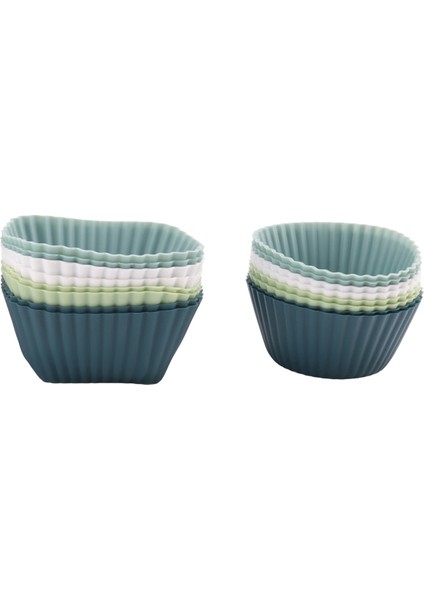 Silikon Cupcake Gömlekleri, 24 Paket Yeniden Kullanılabilir Pişirme Kapları, 3 Şekil Muffin Gömlekleri Pasta Kek Kalıpları, Öğle Yemeği Kutusu Bölücüler (Yurt Dışından)