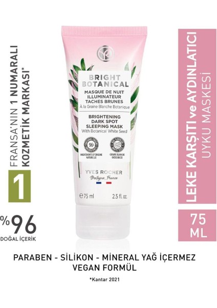 Yves Rocher Uyku Maskesi - Leke ve Kırışık Karşıtı Bitkisel Kompleks Bakım / Bright Botanical 75 ml