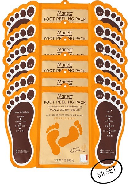Foot Peeling Pack - Professıonal Çorap Tipi Ayak Peeling Maskesi 6'lı Set