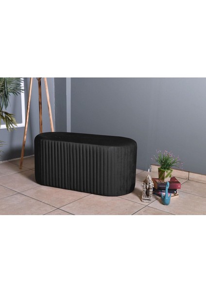 Velluto Lungo Lounge Antrasit Puf - 90cm Oval Dekoratif Puf Koltuk fiyatları