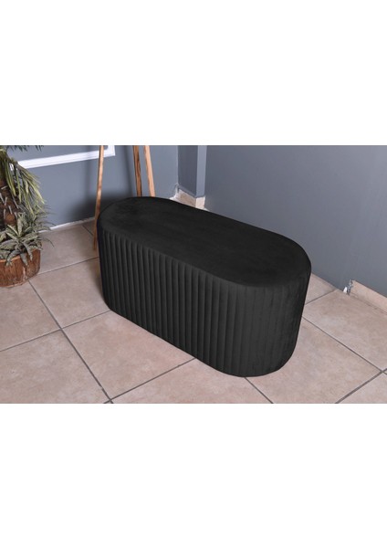 Velluto Lungo Lounge Antrasit Puf - 90cm Oval Dekoratif Puf Koltuk indirimleri