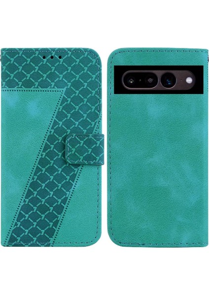 Google Piksel 7 Pro Için Pu Deri Kabartmalı Desen Flip Folio Telefon Kılıfı (Yurt Dışından)