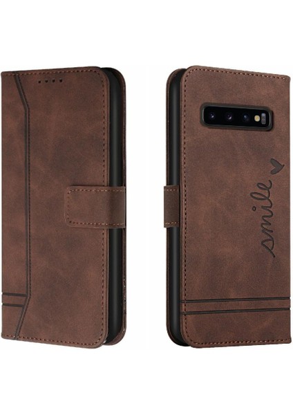 Samsung Galaxy S10 Flip Folio Cüzdan Manyetik Kapatma Kartı Için Telefon Kılıfı (Yurt Dışından)