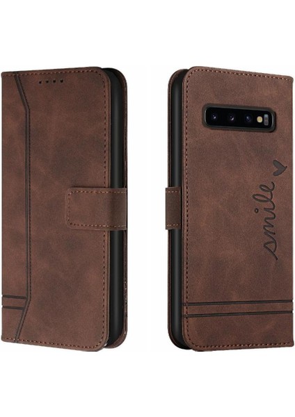 Samsung Galaxy S10 Artı Flip Folio Cüzdan Pu Deri Kart Için Telefon Kılıfı (Yurt Dışından)