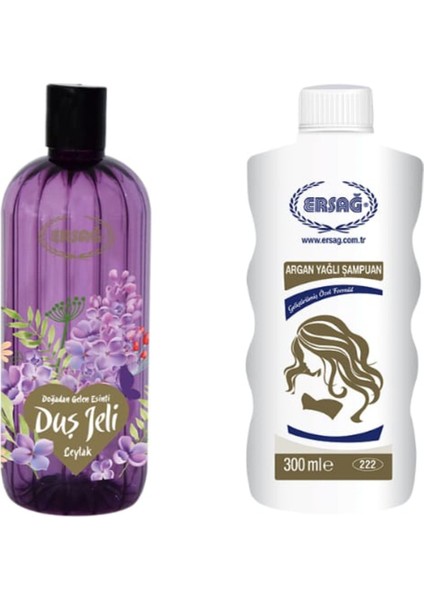 Leylak Duş Jeli 500 ml Argan Yağlı Şampuan 300 ml