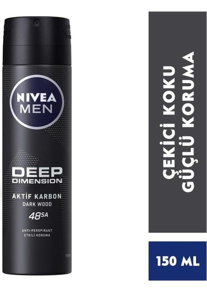 Men Deep Dimension Duş Jeli 500ML+ Sprey Deodorant 150ML + Roll On Deodorant 50ML + Banyo Lif fırsatları