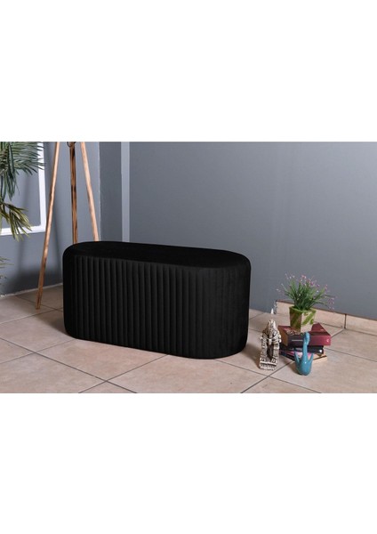 Velluto Lungo Lounge Siyah Puf - 90cm Oval Dekoratif Puf Koltuk fiyatları