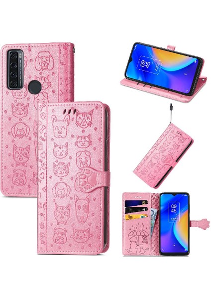 Tcl 20SE Kısa Kayış Deri Darbeye Karikatür Hayvanlar Için Telefon Kılıfı (Yurt Dışından) modelleri