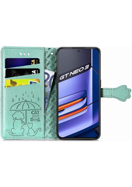 Realme Gt Neo 3 Darbeye Karikatür Hayvanlar Için Deri Flip Telefon Kılıfı (Yurt Dışından)
