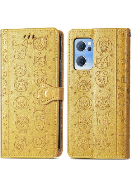 Oppo Case 7 5g Flip Için Karikatür Hayvanlar Darbeye Kısa Kayış Telefon Kılıfı (Yurt Dışından)