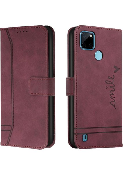 Realme C21Y Için /C25Y Flip Folio Cüzdan Kart Yuvaları Kapatma Telefon Kılıfı (Yurt Dışından)