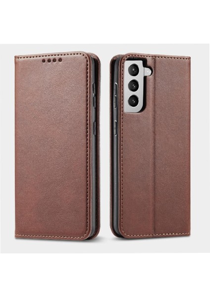 Samsung Galaxy S21 Deri Folio Flip Case Kart Ekleme ile Telefon Kılıfı (Yurt Dışından)