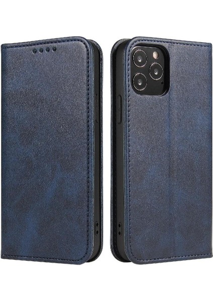 Iphone 15 Için Kart Ekleme Deri Folio Flip Case Manyetik Karbon Telefon Kılıfı (Yurt Dışından)