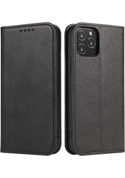 Iphone 14 Için Pro Max Deri Folio Flip Case Manyetik Karbon Fiber Telefon Kılıfı (Yurt Dışından)