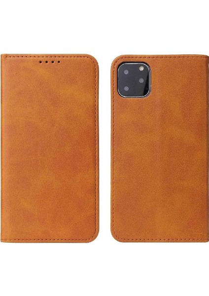 Iphone 11 Için Deri Folio Flip Case Manyetik Karbon Fiber Kart ile Telefon Kılıfı (Yurt Dışından)