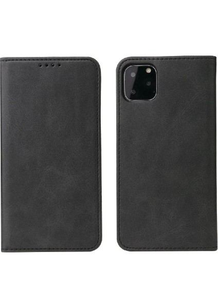 Iphone 11 Için Pro Kart Ekleme Manyetik Karbon Fiber Deri Folio Telefon Kılıfı (Yurt Dışından)