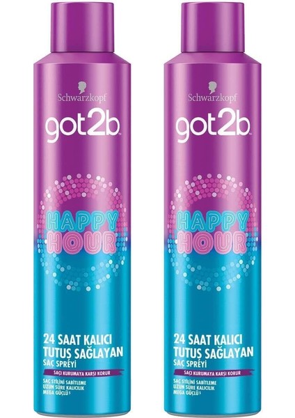 Happy Hour 24 Saat Kalıcı Tutuş Sağlayan Sprey x 2 Adet
