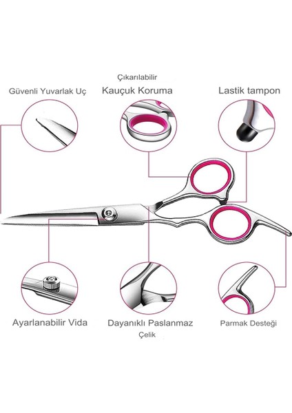 Evcil Hayvan 6inç Makası Seti Evcil Hayvan Taraklı Makas Seti Petshop Kuaför Makas Seti