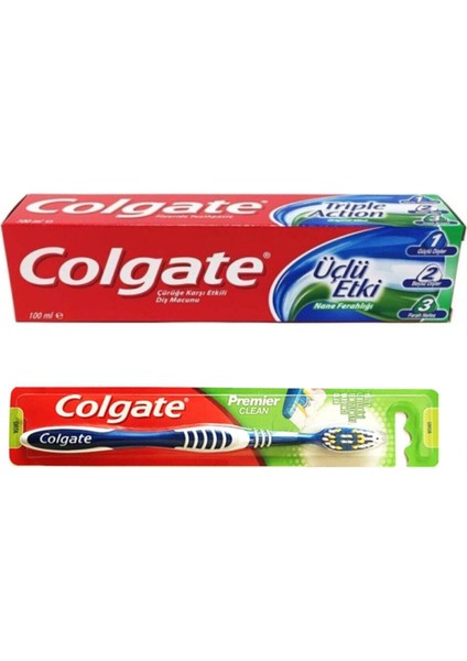 3'lü Etki 50 ml Diş Macunu ve Colgate Premier Clean Diş Fırçası Orta