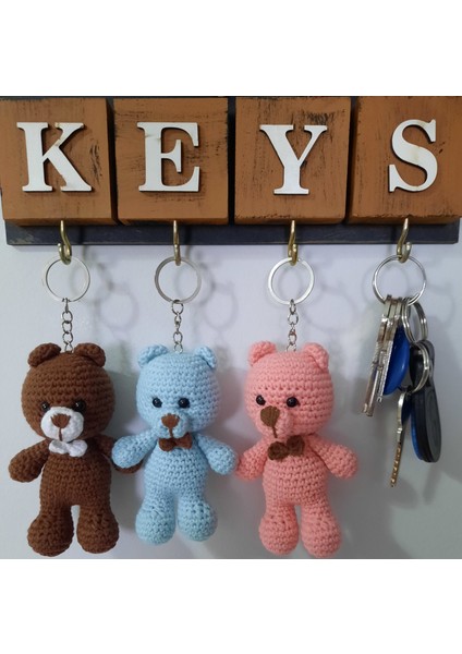 Amigurumi Ayıcık Organik Hediyelik El Yapımı Örgü Oyuncak Anahtarlık Çanta Süsü