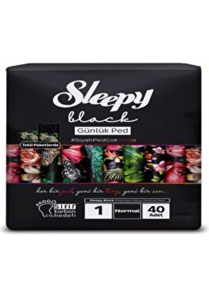 ( 3 Adet ) Sleepy Black Günlük Süper Normal Ped 40'lı