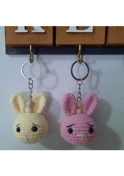 Amigurumi Tavşan Organik Hediyelik El Yapımı Örgü Oyuncak Anahtarlık Çanta Süsü