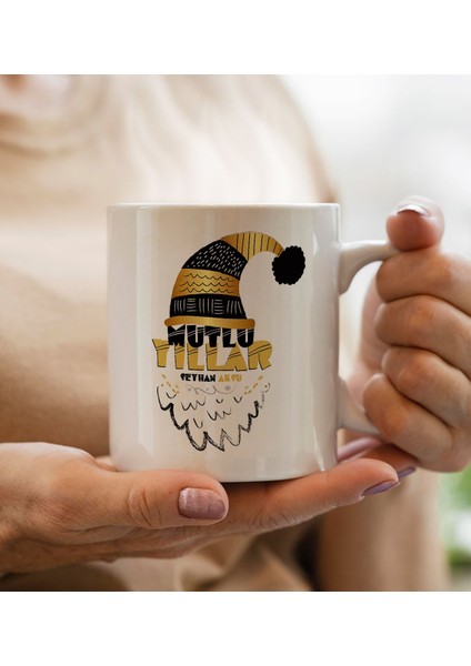 Yılbaşı Hediyesi Bk Gift Kişiye Özel Yeni Yıl Tasarımlı Beyaz Kupa Bardak ve El Yapımı Kardan Adam Kokulu Mum Hediye Seti-6, Sevgiliye, Arkadaşa Hediye fiyatları