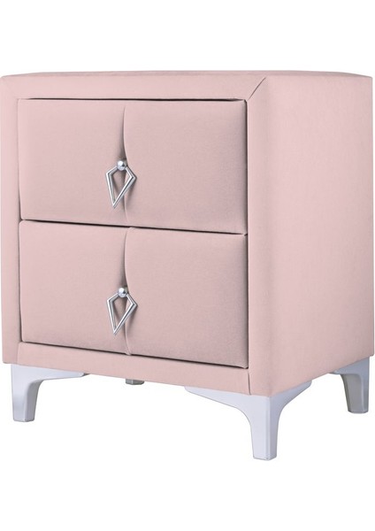 Harmony Silver İki Çekmeceli Pembe Komodin Yatak Odası 2 Kapaklı Komodin modelleri