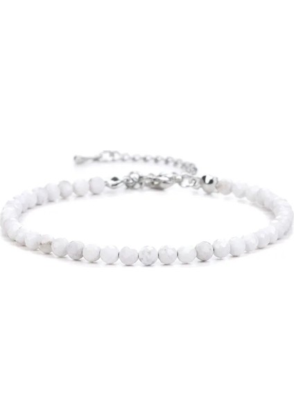 Kadın Basit Kırmızı Taş Boncuk Kristal Gümüş Renk Zincir Moda Takı Erkekler Için Ayarlanabilir El Yapımı Bileklik (Yurt Dışından)