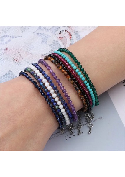 Kadın Basit Kırmızı Taş Boncuk Kristal Gümüş Renk Zincir Moda Takı Erkekler Için Ayarlanabilir El Yapımı Bileklik (Yurt Dışından) indirimleri