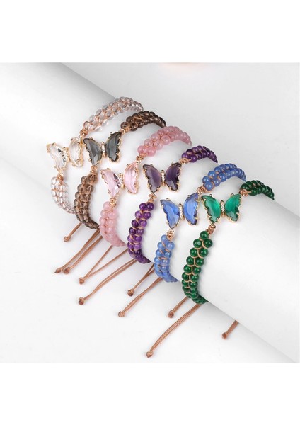 Moda Kristal Kelebek Zincir Renkli Cam Kelebek Kadın Için Charm Kadın Takı Kız Bileklik (Yurt Dışından) fiyatları