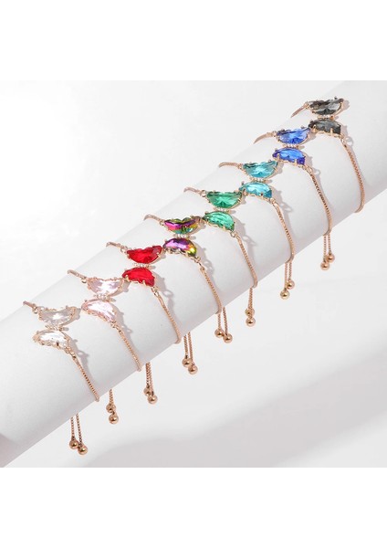 Moda Kristal Kelebek Zincir Renkli Cam Kelebek Kadın Için Charm Kadın Takı Kız Bileklik (Yurt Dışından) fırsatları