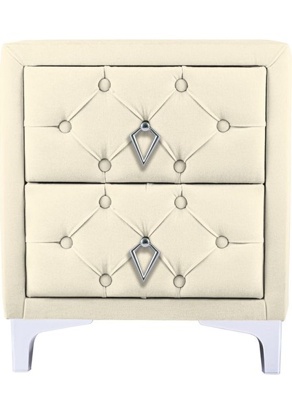 Ruby 2 Çekmeceli Komodin Silver Model Kapitoneli İki Kapaklı Komodin Beyaz fiyatları