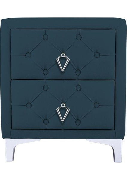 Ruby 2 Çekmeceli Komodin Silver Model Kapitoneli İki Kapaklı Komodin Mavi fiyatları