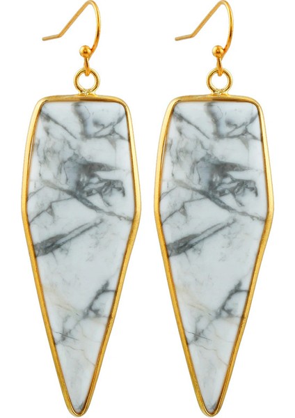 Geometrik Yeşil Cam Howlite Turkuaz Dangle Reiki Aytaşı Damla Kadın Takı Küpe (Yurt Dışından)