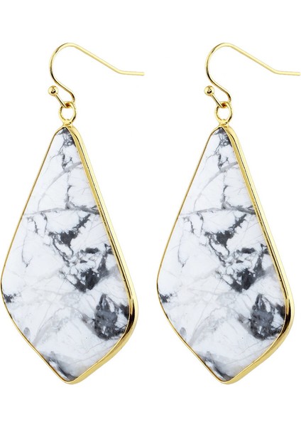 Doğal Kristal Taş Gül Kuvars Geometrik Rhombus Dangle Reiki Damla Kadın Takı Tatlı Kız Küpe (Yurt Dışından)