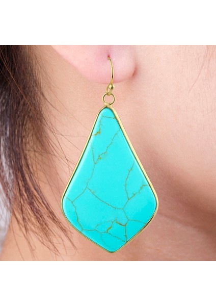 Doğal Kristal Taş Gül Kuvars Geometrik Rhombus Dangle Reiki Damla Kadın Takı Tatlı Kız Küpe (Yurt Dışından) indirimleri