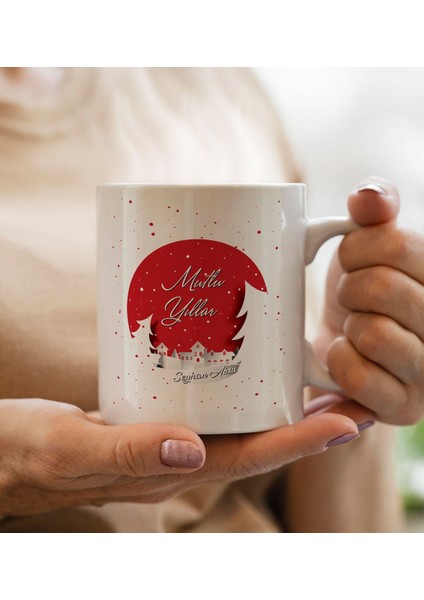 Yılbaşı Hediyesi Bk Gift Kişiye Özel Yeni Yıl Tasarımlı Beyaz Kupa Bardak ve El Yapımı Kardan Adam Kokulu Mum Hediye Seti-4, Sevgiliye, Arkadaşa Hediye fiyatları