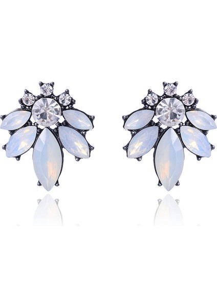 Renkli Kristal Opal Taşlı Kadın Piercing Rhinestone Kakma Metal Saplama Kız Noel Takı Küpe (Yurt Dışından)