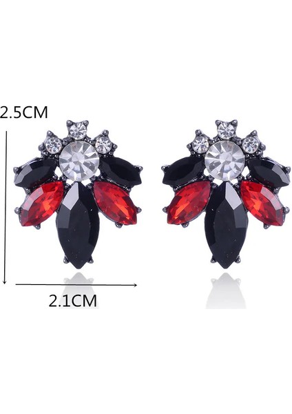 Renkli Kristal Opal Taşlı Kadın Piercing Rhinestone Kakma Metal Saplama Kız Noel Takı Küpe (Yurt Dışından) fiyatları