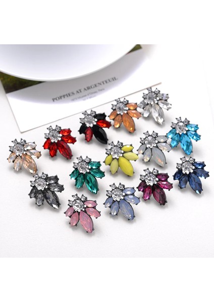 Renkli Kristal Opal Taşlı Kadın Piercing Rhinestone Kakma Metal Saplama Kız Noel Takı Küpe (Yurt Dışından) modelleri